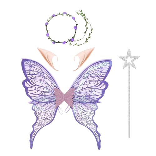 Cosplay Schmetterlingsfee Outfit,Engelsflügel für Halloween Kostüme & Cosplay - Elastische Verkleidungs-Accessoires Mit Blumenhaarreif Für Kinder Und Erwachsene Cosplay Schmetterlingsfee Outfit,Engelsflügel für Halloween Kostüme & Cosplay - Elastische Verkleidungs-Accessoires Mit Blumenhaarreif Für Kinder Und Erwachsene von Hailerio