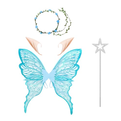 Feenflügel Kostüm Für Damen - Engelsflügel für Halloween Kostüme & Cosplay | Elastische Verkleidungs-Accessoires Mit Blumenhaarreif Für Kinder Und Erwachsene Feenflügel Kostüm Für Damen - Engelsflügel für Halloween Kostüme & Cosplay | Elastische Verkleidungs-Accessoires Mit Blumenhaarreif Für Kinder Und Erwachsene von Hailerio