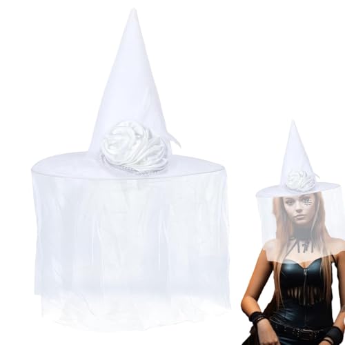 Hailerio Hexenhüte Für Damen | Weißer Hexenhut,Verkleidungszubehör Mit Schleier Und Für Kostümpartys Cosplay Familienfeste Theateraufführungen Hailerio Hexenhüte Für Damen | Weißer Hexenhut,Verkleidungszubehör Mit Schleier Und Für Kostümpartys Cosplay Familienfeste Theateraufführungen von Hailerio