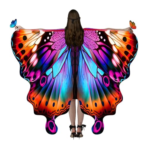 Schmetterlingsflügel Für Damen | Farbenfrohe Halloween Schmetterlingsflügel Cape,Maskenball Kostümzubehör & Bühnenperformance Umhang Für Rollenspiel Schmetterlingsflügel Für Damen | Farbenfrohe Halloween Schmetterlingsflügel Cape,Maskenball Kostümzubehör & Bühnenperformance Umhang Für Rollenspiel von Hailerio