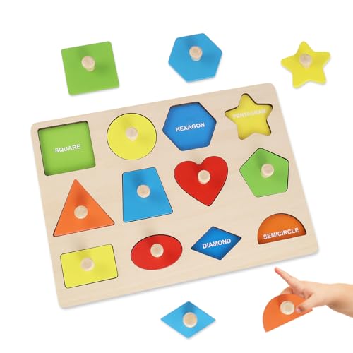 Holzpuzzle ab 2 Jahre,Geometrisches Puzzle aus Holz mit Knauf,Babyspielzeug Farben Formen Lernspielzeug,Montessori Spielzeug Steckpuzzle Board Für Baby Kleinkinder Kinder Lernspielzeug Holzpuzzle ab 2 Jahre,Geometrisches Puzzle aus Holz mit Knauf,Babyspielzeug Farben Formen Lernspielzeug,Montessori Spielzeug Steckpuzzle Board Für Baby Kleinkinder Kinder Lernspielzeug von Hainue