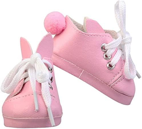 Haione Puppenschuhe für 46 cm/18 Zoll Mädchenpuppe,Kaninchenohr-förmige Schuhe,lässige Outfits,Kostümzubehör von Haione