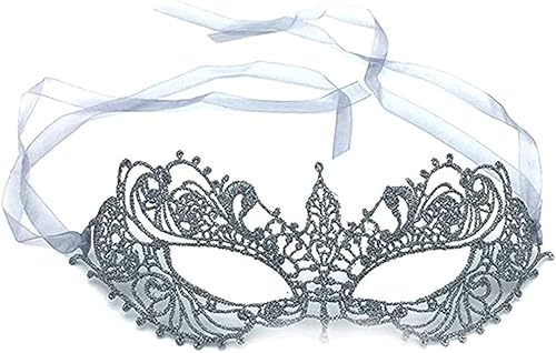 Haione Spitzen-Maskenball-Masken,Damen-Maskenspiel,venezianische Gesichtsmaske,Karnevalsmaskerade für Halloween,Weihnachtsfeier,Spitze,Silber/7,5 x 22,5 cm Haione Spitzen-Maskenball-Masken,Damen-Maskenspiel,venezianische Gesichtsmaske,Karnevalsmaskerade für Halloween,Weihnachtsfeier,Spitze,Silber/7,5 x 22,5 cm von Haione