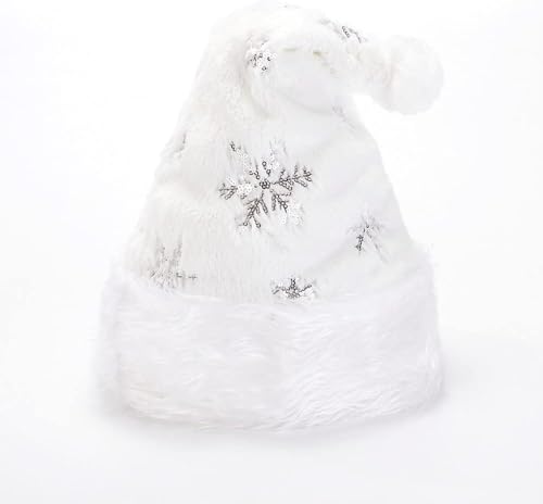 Haione Weihnachtsmütze,Weihnachtsmannmütze,Schneeflocke,Pailletten,Plüschkappe,Weihnachtsfeier,Kopfbedeckung,Kostüm,Familie,festliches Kostüm für Erwachsene von Haione