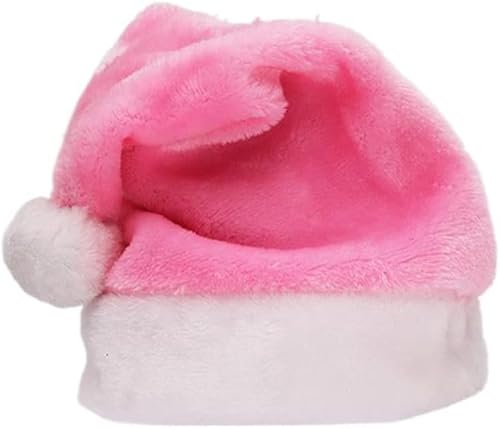 Haione Weihnachtsmütze,Weihnachtsmütze,Plüschmütze,Weihnachtsmütze,solide Kopfbedeckung,Kostüm,Familie,festliche Party für Erwachsene/Rosa von Haione