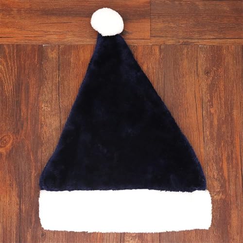Haione Weihnachtsmütze,Weihnachtsmütze,Plüschmütze,Weihnachtsmütze,solide Kopfbedeckung,Kostüm,Familie,festliche Party für Erwachsene/Schwarz von Haione