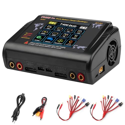 Haisito Lipo Ladegerät 1-6S Touchscreen Doppelentlader AC200W DC400W 12A T400 Pro Hochpräzises Schnellladegerät für RC Li-Ionen Lebensdauer NiCd NiMH LiHV PB Smart Batterie von Haisito