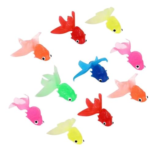 Hajimia Spielzeugsimulationsfische, 10pcs/Set künstlicher Gummi kleine Fische, Goldfischmodell mit bewegender Schwanz für Aquarium -Fischtankdekoration (zufällige Farbe) von Hajimia