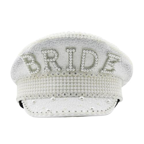 Hats Bride Hut einzigartige schillernde Henne Party Hut weißer Braut Kapitän Hut für Junggesellenparty Braut zu Geschenken Hochzeiten Accessoires von Hajimia
