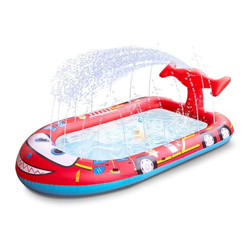 Hajimia Kiddie Pools Splash Pad Splash Sprinkler Pool Outdoor Sommer Wasserspiel Spielzeug Baby Wating Pool für Kleinkinder Kinder Feuerwehrwagen von Hajimia