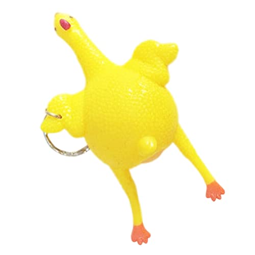 Toy Chicken Squeeze Schlüsselbund lustige Laying Egg Handzeug Spielzeug Neuheit Spannungsabbau Keyring zufällige Farbe von Hajimia