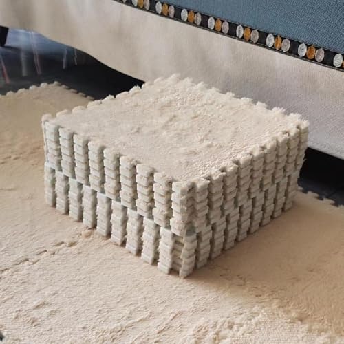 Plüschschaum-Bodenmatte, DIY-Puzzle-Schaumstoff-Bodenteppich, 30 x 30 x 1 cm, weiche Spielmatten, Schlafzimmer, Krabbelmatten, rutschfest, ineinandergreifend, 20 Stück, Beige Plüschschaum-Bodenmatte, DIY-Puzzle-Schaumstoff-Bodenteppich, 30 x 30 x 1 cm, weiche Spielmatten, Schlafzimmer, Krabbelmatten, rutschfest, ineinandergreifend, 20 Stück, Beige von Haklein