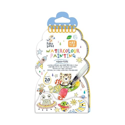 Haku Yoka 6303122 Wassermalbuch, Abenteuer, Ringbuch mit 20 abreißbaren Seiten zum Ausmalen inkl. Wassermalstift, Reisemalbuch für Kinder ab 3 Jahren Haku Yoka 6303122 Wassermalbuch, Abenteuer, Ringbuch mit 20 abreißbaren Seiten zum Ausmalen inkl. Wassermalstift, Reisemalbuch für Kinder ab 3 Jahren von Haku Yoka