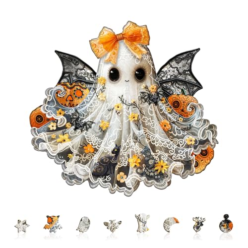 Halloween Holzpuzzle Erwachsene Kleine Miss Ghost - 220 Teile holzpuzzle Geschenkbox, Halloween Dekoration und Lernspielzeug für Freunde und Familien Halloween Holzpuzzle Erwachsene Kleine Miss Ghost - 220 Teile holzpuzzle Geschenkbox, Halloween Dekoration und Lernspielzeug für Freunde und Familien von Hakumata