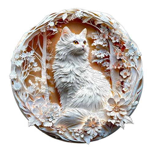 Holzpuzzle Erwachsene und Kinder, 3D Cat-3 Kreisförmige Einzigartige Puzzle, Holz Puzzle Erwachsene Mit Geschenkbox Aus Holz (L-300 Stück) von Hakumata