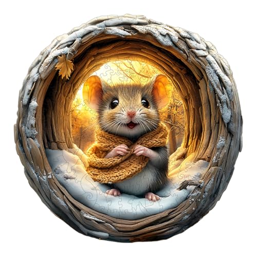 Holzpuzzle Erwachsene und Kinder, 3D Cave Mouse Kreisförmige Einzigartige Puzzle, Holz Puzzle Erwachsene Mit Geschenkbox Aus Holz (M-200 Stück) von Hakumata