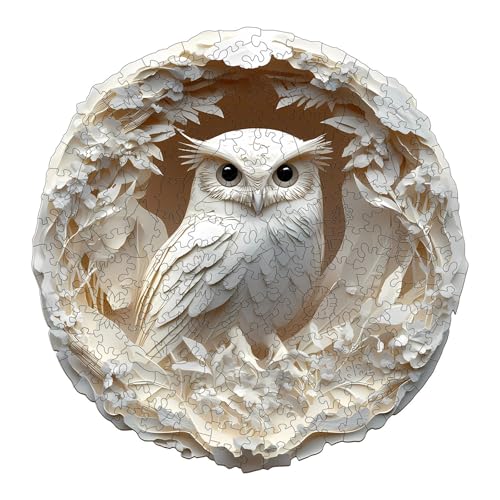 Holzpuzzle Erwachsene und Kinder, 3D Paper Carved owl Kreisförmige Einzigartige Puzzle, Holz Puzzle Erwachsene Mit Geschenkbox Aus Holz (L-290 Stück) von Hakumata