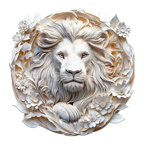 Holzpuzzle Erwachsene und Kinder, 3D Paper Lion Kreisförmige Einzigartige Puzzle, Holz Puzzle Erwachsene Mit Geschenkbox Aus Holz (L-295 Stück) von Hakumata