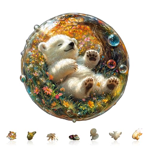 Holzpuzzle Erwachsene und Kinder, Bubble Bear Kreisförmige Einzigartige Puzzle, Holz Puzzle Erwachsene Mit Geschenkbox Aus Holz (L-270 Stück) von Hakumata
