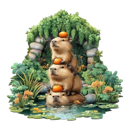 Holzpuzzle Erwachsene und Kinder, Capybara Unregelmäßig Einzigartige Puzzle, Holz Puzzle Erwachsene Mit Geschenkbox Aus Holz (L-250 Stück) von Hakumata