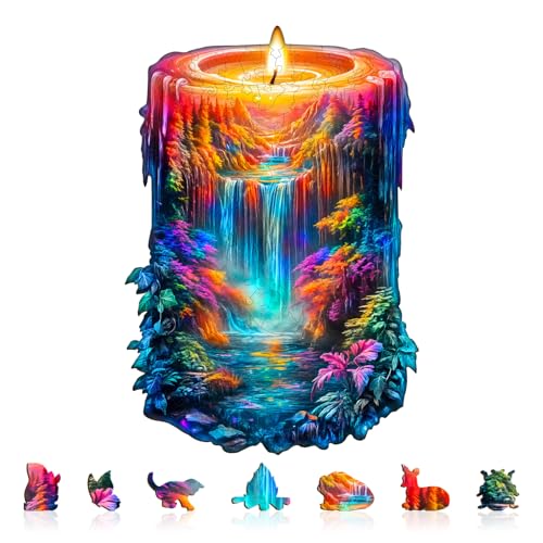 Holzpuzzle Erwachsene und Kinder, Enchanted Flame Unregelmäßig Einzigartige Puzzle, Holz Puzzle Erwachsene Mit Geschenkbox Aus Holz (M-155 Stück) von Hakumata