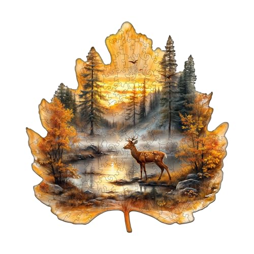 Holzpuzzle Erwachsene und Kinder, Golden Hoofprint Unregelmäßig Einzigartige Puzzle, Holz Puzzle Erwachsene Mit Geschenkbox Aus Holz (L-235 Stück) von Hakumata