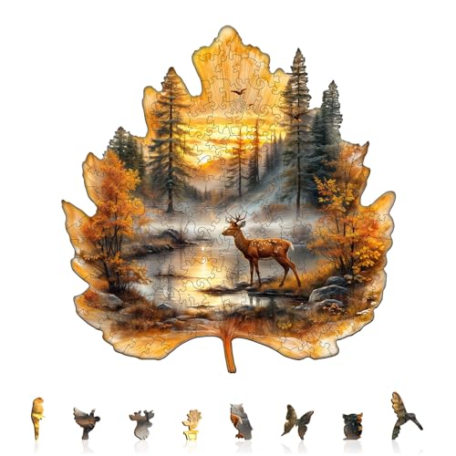 Holzpuzzle Erwachsene und Kinder, Golden Hoofprint Unregelmäßig Einzigartige Puzzle, Holz Puzzle Erwachsene Mit Geschenkbox Aus Holz (M-175 Stück) von Hakumata