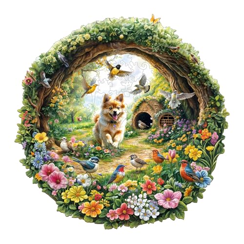 Holzpuzzle Erwachsene und Kinder, Spring Birds Kreisförmige Einzigartige Puzzle, Holz Puzzle Erwachsene Mit Geschenkbox Aus Holz (L-290 Stück) von Hakumata