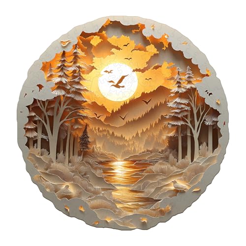 Holzpuzzle Erwachsene und Kinder, 3D Paper Scenery Kreisförmige Einzigartige Puzzle, Holz Puzzle Erwachsene Mit Geschenkbox Aus Holz (M-200 Stück) Holzpuzzle Erwachsene und Kinder, 3D Paper Scenery Kreisförmige Einzigartige Puzzle, Holz Puzzle Erwachsene Mit Geschenkbox Aus Holz (M-200 Stück) von Hakumata