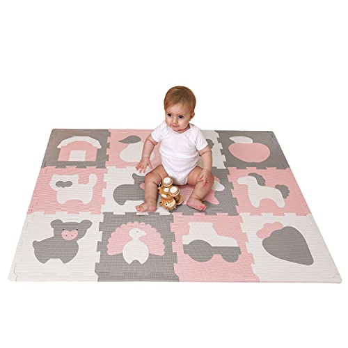 Hakuna Matte Puzzlematte für Babys 1,2x0,9m – Baby Spielmatte enthält 12 Fliesen mit Tieren – 20% dickere Krabbelmatte in Einer recycelbaren Verpackung – schadstofffreie, geruchlose Schaumstoffmatte von Hakuna Matte