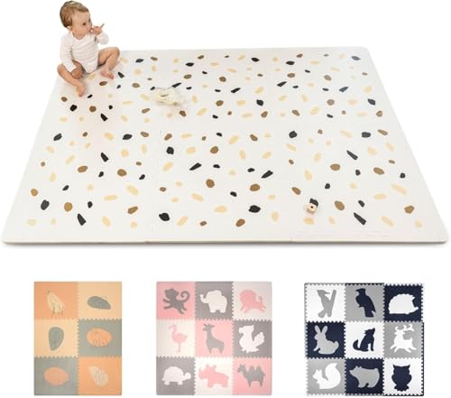 Stylische Puzzlematte Baby 1,8x1,2m Konfetti – 6 XXL-Platten à 60x60cm – 20% dickere & weichere Spielmatte – schadstofffreie, geruchlose, Pflegeleichte Baby Krabbelmatte – plastikfreie Verpackung von Hakuna Matte