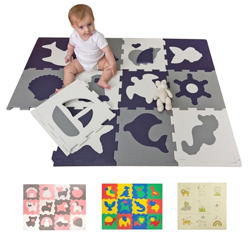 Stylische Puzzlematte Baby 1,2 x 0,9 m Meereswelt – 12 Platten à 30x30cm – 20% dickere & weichere Spielmatte – schadstofffreie, geruchlose, Pflegeleichte Baby Krabbelmatte – plastikfreie Verpackung Stylische Puzzlematte Baby 1,2 x 0,9 m Meereswelt – 12 Platten à 30x30cm – 20% dickere & weichere Spielmatte – schadstofffreie, geruchlose, Pflegeleichte Baby Krabbelmatte – plastikfreie Verpackung von Hakuna Matte