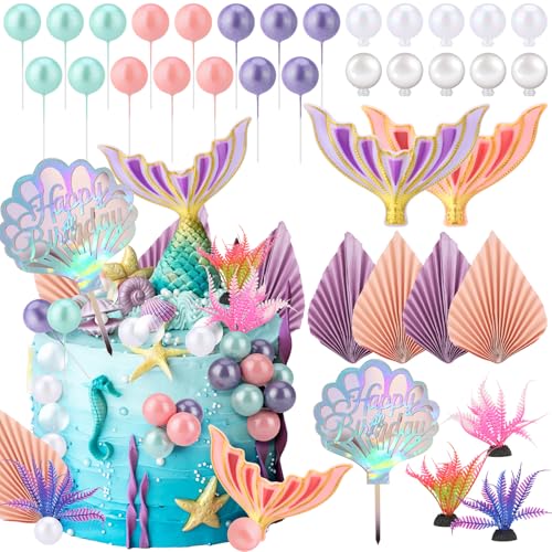 Halinuia 35 Stk Meerjungfrau Tortendeko Set Meerjungfrau Geburtstag Kuchen Deko Happy Birthday Torten Dekoration Mädchen für Geburtstagsparty Ozean Thema Party Halinuia 35 Stk Meerjungfrau Tortendeko Set Meerjungfrau Geburtstag Kuchen Deko Happy Birthday Torten Dekoration Mädchen für Geburtstagsparty Ozean Thema Party von Halinuia