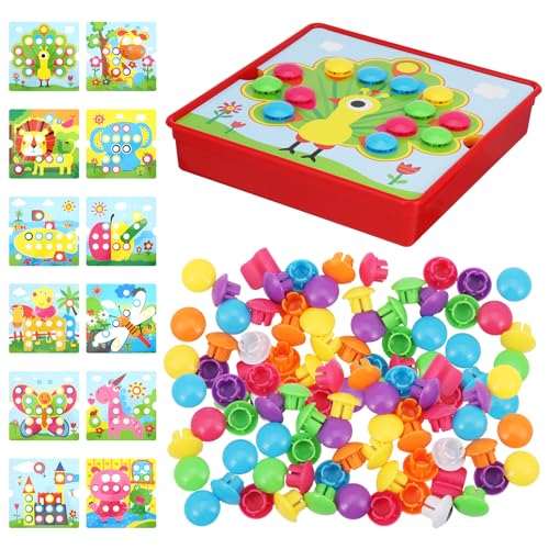 Halinuia Mosaik Steckspiel ab 3 Jahre Bunte Zuordnungsspiel Steckspiel Kinder für 2,3,4 Jahre Pädagogische mit 12 Bunten Steckplätte und 46 Steckperlen für Jungen Mädchen Kinder Halinuia Mosaik Steckspiel ab 3 Jahre Bunte Zuordnungsspiel Steckspiel Kinder für 2,3,4 Jahre Pädagogische mit 12 Bunten Steckplätte und 46 Steckperlen für Jungen Mädchen Kinder von Halinuia
