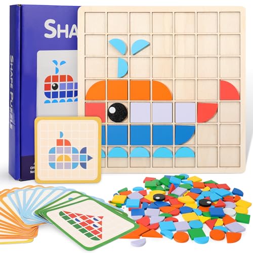 Holzpuzzle Mosaik Lernspiel, 137 Teile, für Kinder 2-6 Jahre, Geburtstagsgeschenk von Halinuia