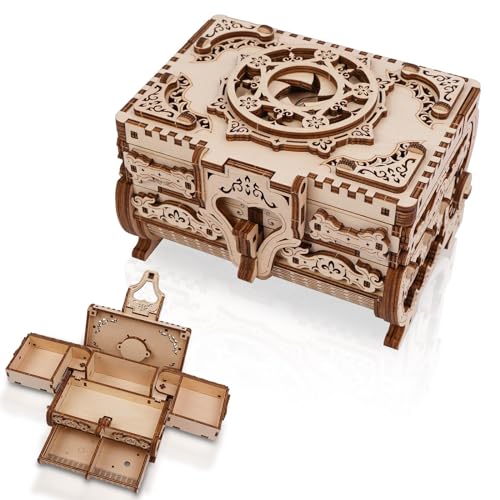 Hallisun 3D Holzpuzzle Box, Schmuck Aufbewahrungsbox, Holz Modellbauset, Selbstmontage Mechanikbau Bastelset für 14+ Teenager Erwachsene, als Geburtstagsgeschenk oder Heimdekoration, 142 Stück Hallisun 3D Holzpuzzle Box, Schmuck Aufbewahrungsbox, Holz Modellbauset, Selbstmontage Mechanikbau Bastelset für 14+ Teenager Erwachsene, als Geburtstagsgeschenk oder Heimdekoration, 142 Stück von Hallisun