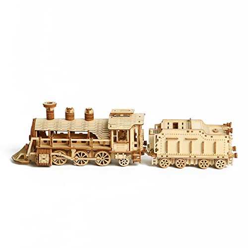 Hallisun 3D Holzpuzzle für Erwachsene, Holzdampfzug Mechanischer Modellbausatz, Holz Luxuszug Modellbau Selbstmontage, Vintage BAU Bastelset, DIY Weihnachtsgeburtstagsgeschenke, 232 Teile von Hallisun