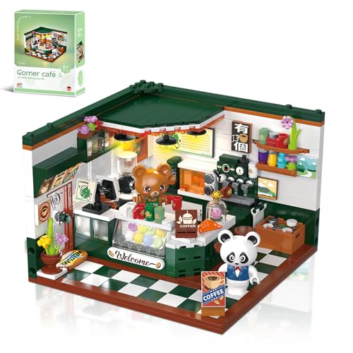 Hallisun Friends Baustein Set, City Café Mini Block Modellbausatz, DIY Modular Kaffee Haus Straßenansicht Konstruktions Spielzeug, Geschenkidee für Jungen und Mädchen Ab 6 Jahren, 527 Stück von Hallisun