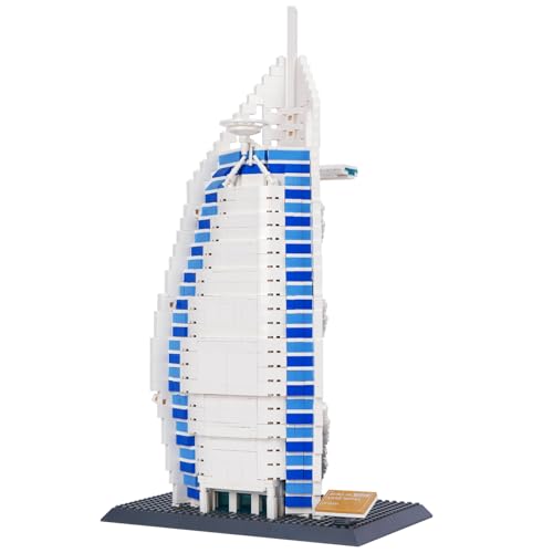 Hallisun Spielzeug Baustein Set, Burj Al Arab Hotel Dubai Bausteine, Normale Größe, weltberühmte Architektur Weihnachts und Geburtstagsgeschenk für Erwachsene und Kinder ab 8 Jahren 1306 Teile von Hallisun