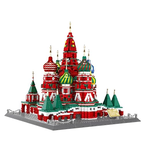Hallisun Spielzeug Baustein Set, Moskau Basilius Kathedrale Russland Baustein, Normale Größe weltberühmte Architektur Weihnachts und Geburtstagsgeschenk für Erwachsene Teenager Kinder 10+3213 Teile von Hallisun