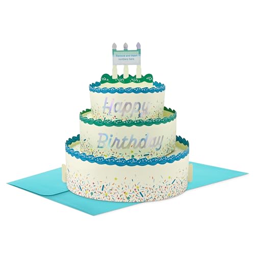 Hallmark Paper Wonder Pick-a-Number Pop-Up-Geburtstagskuchen-Karte und Tafelaufsatz (blaues und grünes Konfetti) von Hallmark
