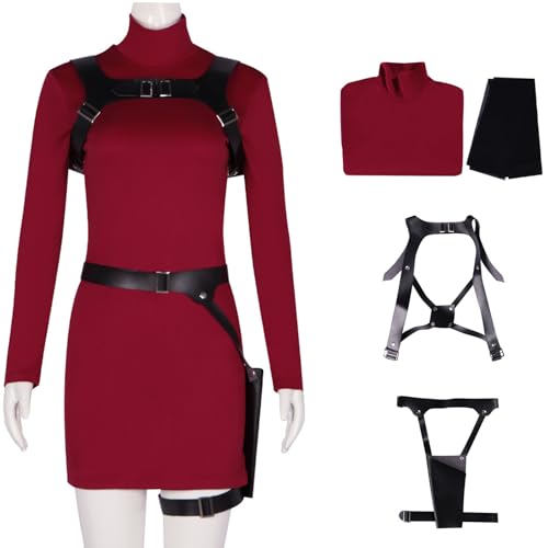 Hallojojo Ada Wong Kostüm Damen Fasching Cosplay Spiel 4 Ada Wong Uniform Set Kleid Strümpfe Trageband Gürtel für Fancy Dress Up Halloween Karneval Party Geburtstag Maskerade Anime Verkleidung Hallojojo Ada Wong Kostüm Damen Fasching Cosplay Spiel 4 Ada Wong Uniform Set Kleid Strümpfe Trageband Gürtel für Fancy Dress Up Halloween Karneval Party Geburtstag Maskerade Anime Verkleidung von Hallojojo