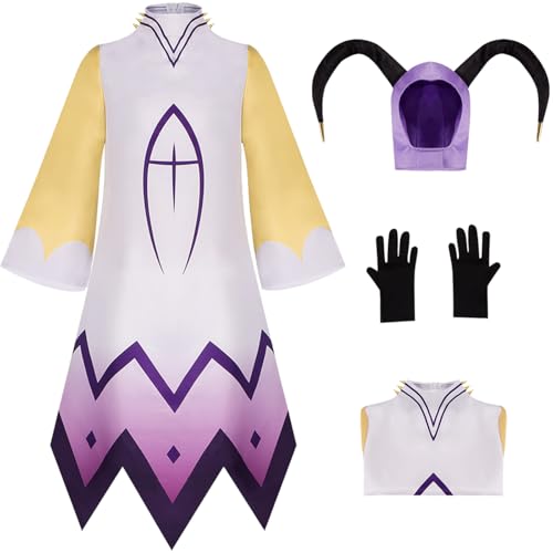 Hallojojo Adam Cosplay Kostüm Set Schwarz/Weiß Anime Hazbin Hotel Verkleidung Adam Uniform Weihnachten Halloween Karneval Party Bühnenauftritt Fancy Kostüm für Erwachsene von Hallojojo