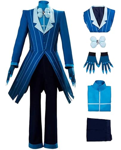 Hallojojo Alastor Cosplay Kostüm Rot/Blau Blazer Anime Hazbin Hotel Verkleidung Alastor Uniform Weihnachten Halloween Karneval Party Bühnenauftritt Fancy Kostüm für Erwachsene von Hallojojo