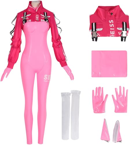 Hallojojo Alice Kostüm Damen Cosplay Spielfiguren Alice Komplett Uniform Anzug Rosa Jacke Jumpsuit und Ohren Handschuhe Socken für Halloween Karneval Party Geburtstag Maskenball Anime Show Verkleidung Hallojojo Alice Kostüm Damen Cosplay Spielfiguren Alice Komplett Uniform Anzug Rosa Jacke Jumpsuit und Ohren Handschuhe Socken für Halloween Karneval Party Geburtstag Maskenball Anime Show Verkleidung von Hallojojo