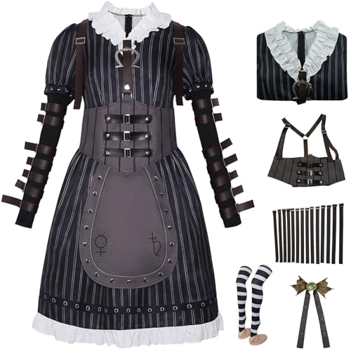 Hallojojo Alice Kostüm Damen Fasching Cosplay Game Alice Steampunk Gothic Uniform Kleid Taillengürtel Schleife Socken Set für Fancy Dress Up Halloween Karneval Party Geburtstag Maskerade Verkleidung Hallojojo Alice Kostüm Damen Fasching Cosplay Game Alice Steampunk Gothic Uniform Kleid Taillengürtel Schleife Socken Set für Fancy Dress Up Halloween Karneval Party Geburtstag Maskerade Verkleidung von Hallojojo