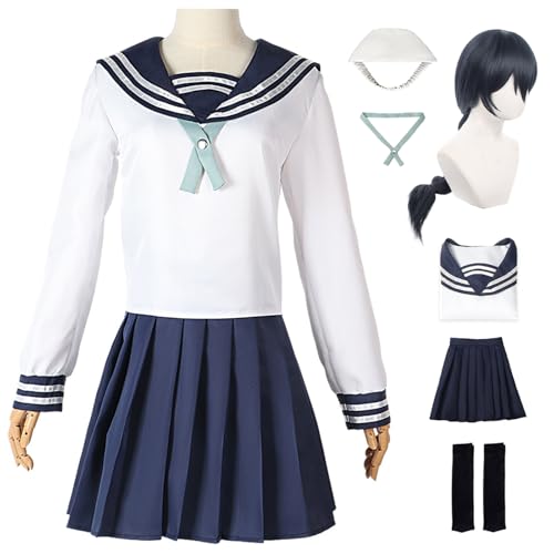 Hallojojo Amanai Riko Cosplay Kostüm Komplettes Set mit Perücke Anime Jujutsu Kaisen Verkleidung Riko Amanai Schuluniform JK Weihnachten Halloween Karneval Party Fancy Kostüm für Erwachsene von Hallojojo