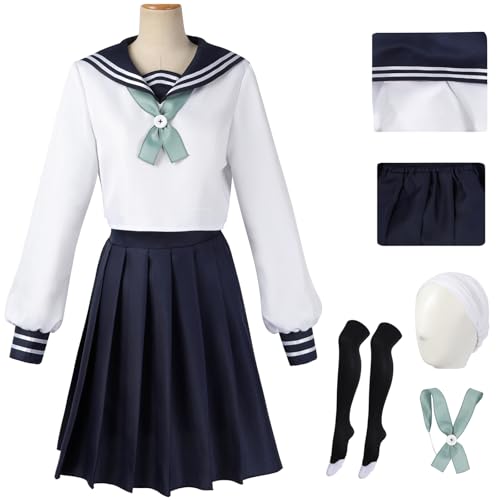 Hallojojo Amanai Riko Kostüm Damen Cosplay Anime Beschwörer Amanai Riko Schuluniform Anzug Top Rock Stirnband Krawatte Socken für Fancy Dress Up Halloween Karneval Party Maskenball Verkleidung von Hallojojo