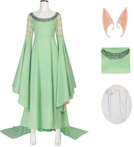 Hallojojo Arwen Kostüm Damen Fasching Cosplay Elf Prinzessin Arwen Grün Vintage Ballkleid mit Krone Elfenohren für Fancy Dress Up Halloween Karneval Party Geburtstag Maskerade Abendkleid Verkleidung Hallojojo Arwen Kostüm Damen Fasching Cosplay Elf Prinzessin Arwen Grün Vintage Ballkleid mit Krone Elfenohren für Fancy Dress Up Halloween Karneval Party Geburtstag Maskerade Abendkleid Verkleidung von Hallojojo