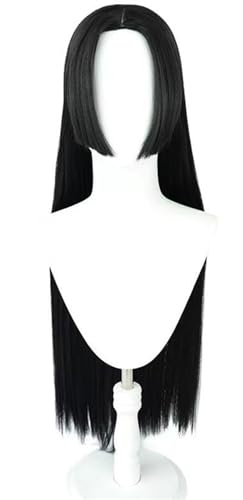 Hallojojo Boa Hancock Cosplay Perücken Damen 70CM Schwarz Lange Glattes Haar Perücke Verkleidung Piraten Kaiserin Boa Hancock Kostümperücke Halloween Karneval Party Maskenball Zubehör Anime Wig von Hallojojo